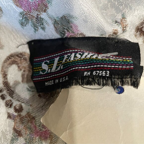 Vintage SL Fashions Floral Brocade Dress Set Puff Sleeve Peplum Bow Size 7/8 USA - Picture 3 of 14